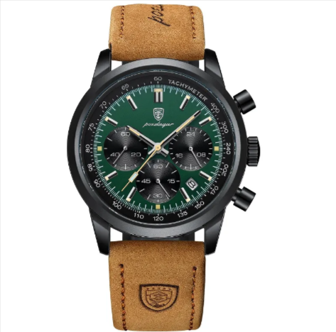 Men’s Leather Strap Waterproof Watch