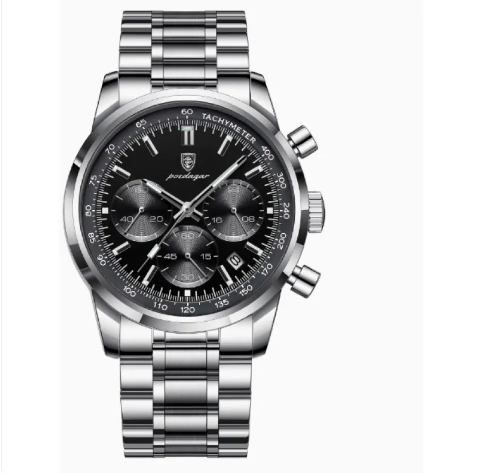 Men’s Leather Strap Waterproof Watch