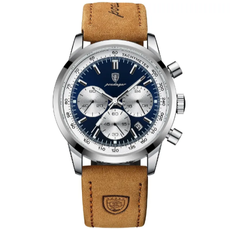 Men’s Leather Strap Waterproof Watch