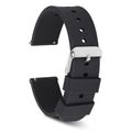 Cobee Silicone Watch Bands Quick Release Waterproof Soft Rubber Replacement Straps with Silver Plated Stainless Steel Buckle Smart Watch Straps Sport Watchbands Wrist Straps for Men Women(20mm-Black)