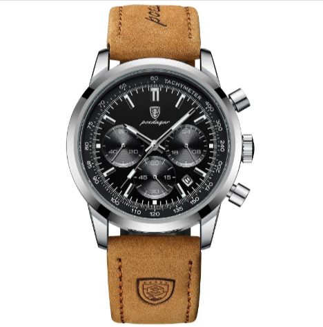 Men’s Leather Strap Waterproof Watch