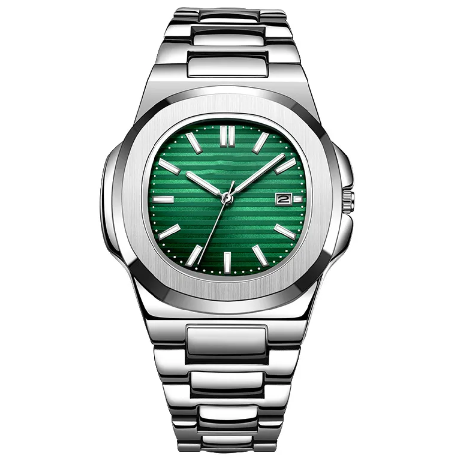 Men’s Luminous Steel Band Calendar Watch